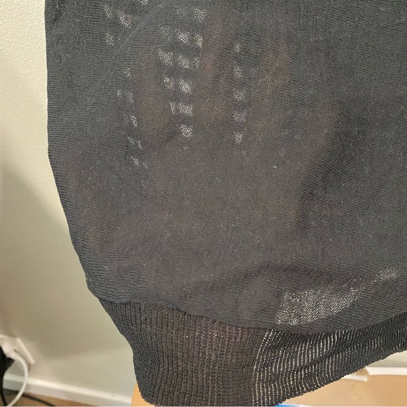 Eileen Fisher Sheer Fine Knit Cowl Neck Top Black Large - Picture 6 of 8